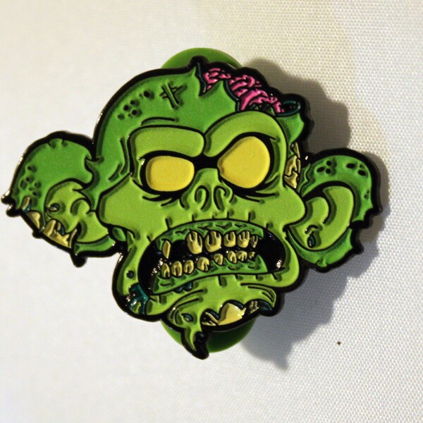 Necro Monkey Ectoplasm Soft Enamel Pin Featuring Glow in the Dark Enamel