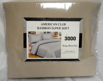 Parure de lit 4 pièces BAMBOU série 3000 TRÈS GRAND FORMAT, ensemble de draps ultra doux gris pierre avec poche profonde, Noël Nouvel An, cadeau de vacances 45