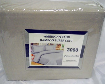 Ensemble de draps hypoallergiques à rayures BAMBOU série 3000 pour grand lit queen-size Livraison gratuite Cadeau du Nouvel An Ensemble de draps hypoallergiques sans plis 68