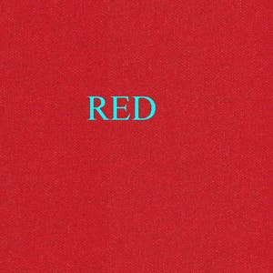 K&ouml;nnte beinhalten: Ein einfarbiger roter Hintergrund mit dem Wort "RED" in leuchtendem T&uuml;rkis.