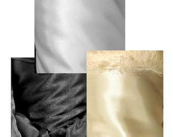 Charmeuse Satin fabric, non stretch charmeuse black, white, dark ivory shiny satin fabric, dress fabric, home decor fabric, free shipping