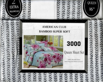 Cadeau du Nouvel An Ensemble de draps 16 pouces sans plis, 6 pièces pour grand lit en percale super douce, couvre-lits pour grand lit, 2 taies d'oreiller supplémentaires Livraison gratuite 126