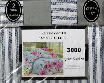 Ensemble de draps 16 pouces sans plis avec poche profonde 6 pièces d'impression draps grand lit en percale super douce couvre-lits livraison gratuite 108 cadeau de Noël
