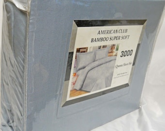Ensemble de draps quatre pièces pour grand lit - bambou 3 000 pièces, draps de vacances bleu foncé, poche profonde, ensemble de draps de luxe doux et soyeux, couleur unie 58