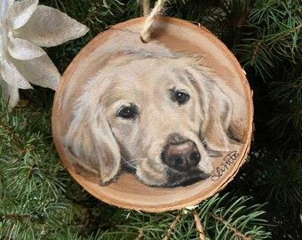 Dog Portrait, Custom Pet Portrait, Christmas Gift, Unique gift, Pet Memorial, Pet Loss Gift, Dog Art, Wood slice Art, Father's Day gift