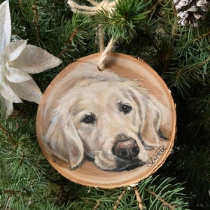 Dog Portrait, Custom Pet Portrait, Christmas Gift, Unique gift, Pet Memorial, Pet Loss Gift, Dog Art, Wood slice Art, Father's Day gift image 1