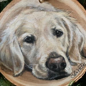 Dog Portrait, Custom Pet Portrait, Christmas Gift, Unique gift, Pet Memorial, Pet Loss Gift, Dog Art, Wood slice Art, Father's Day gift image 3