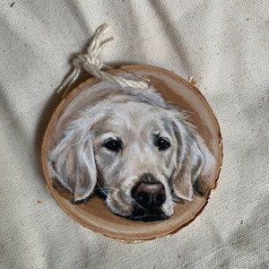 Dog Portrait, Custom Pet Portrait, Christmas Gift, Unique gift, Pet Memorial, Pet Loss Gift, Dog Art, Wood slice Art, Father's Day gift image 2