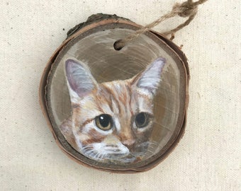 Custom Cat Portrait, Cat Lover Gift, Cat Memorial, Pet Painting on Wood, Wood Slice Portrait, Unique Hanukkah Gift, Christmas Gift