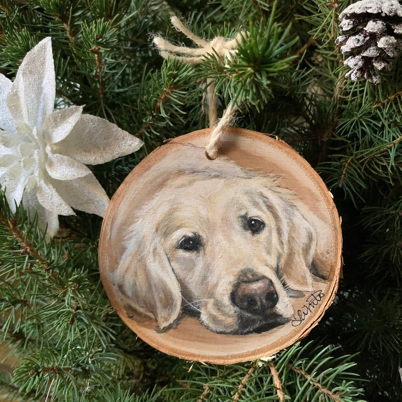 Dog Portrait, Custom Pet Portrait, Christmas Gift, Unique gift, Pet Memorial, Pet Loss Gift, Dog Art, Wood slice Art, Father's Day gift image 1