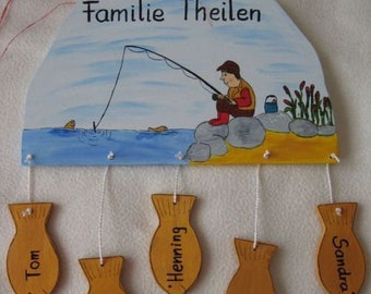 Shabby Vintage Schild Dekoschild Türschild DAS WICHTIGSTE BEIM ANGELN Angler