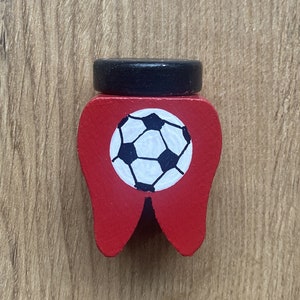 Zahndose Fußball  Milchzahndose mit Name Wunschfarbe Zahnaufbewahrung