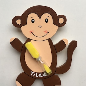 Zahnputzuhr Affe, Äffchen, Kinder Eieruhr, Sanduhr, Zähne putzen