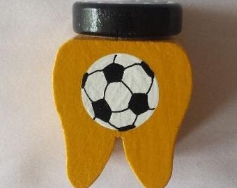 Zahndose Fußball  Milchzahndose mit Name Wunschfarbe Zahnaufbewahrung