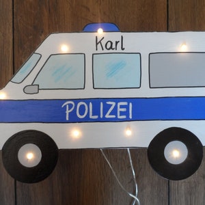 Personalized children's room lamp with LED string of lights, children's lamp police, night light children's room