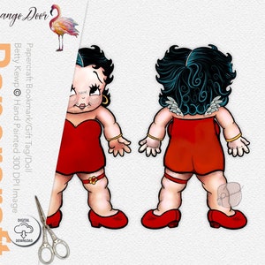 Papercraft Betty Kewp /Mix Media Lesezeichen/Tag/Puppe/Marionette/Dekoration/Ornament/Betty Boop Kewpie