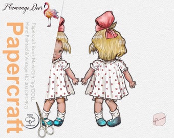 Papercraft BabyDoll Girl/Mix Media Bookmark/Tag/Doll/Puppet/Decoration/Ornament