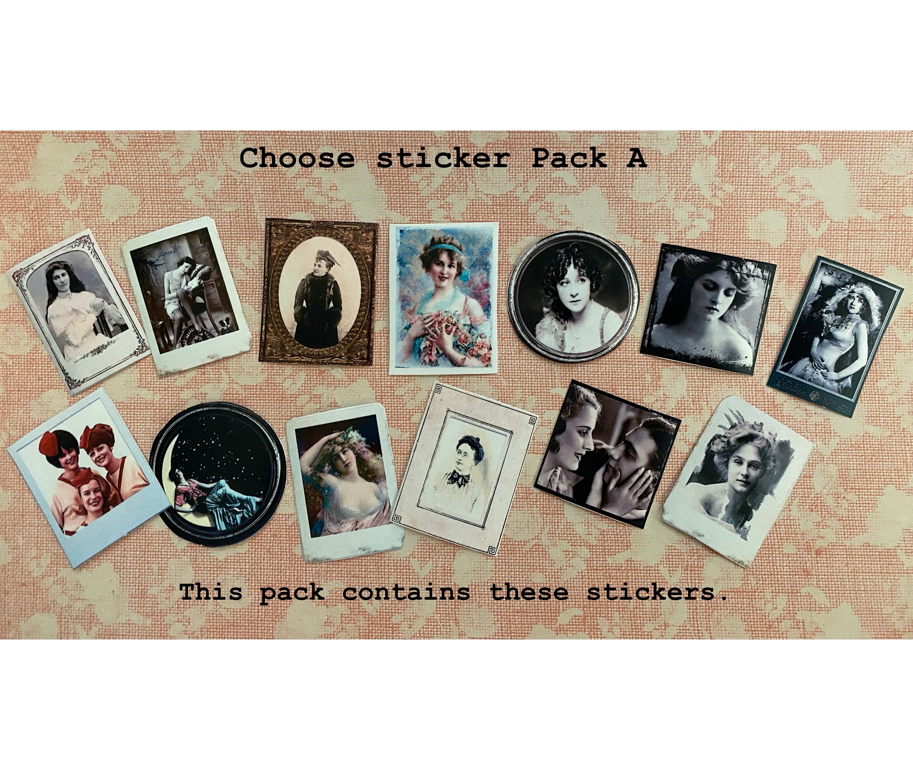 Sticker Potrait Miniature Vintage-portrait Stickers-hand Cut/ Frost Matte or Vinyl ...