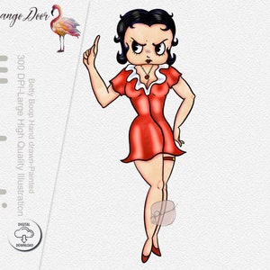 Admonishing Betty Boop Illustration / invitation clip art/ commercial use / Dolly Blythe style/ vintage cartoon style