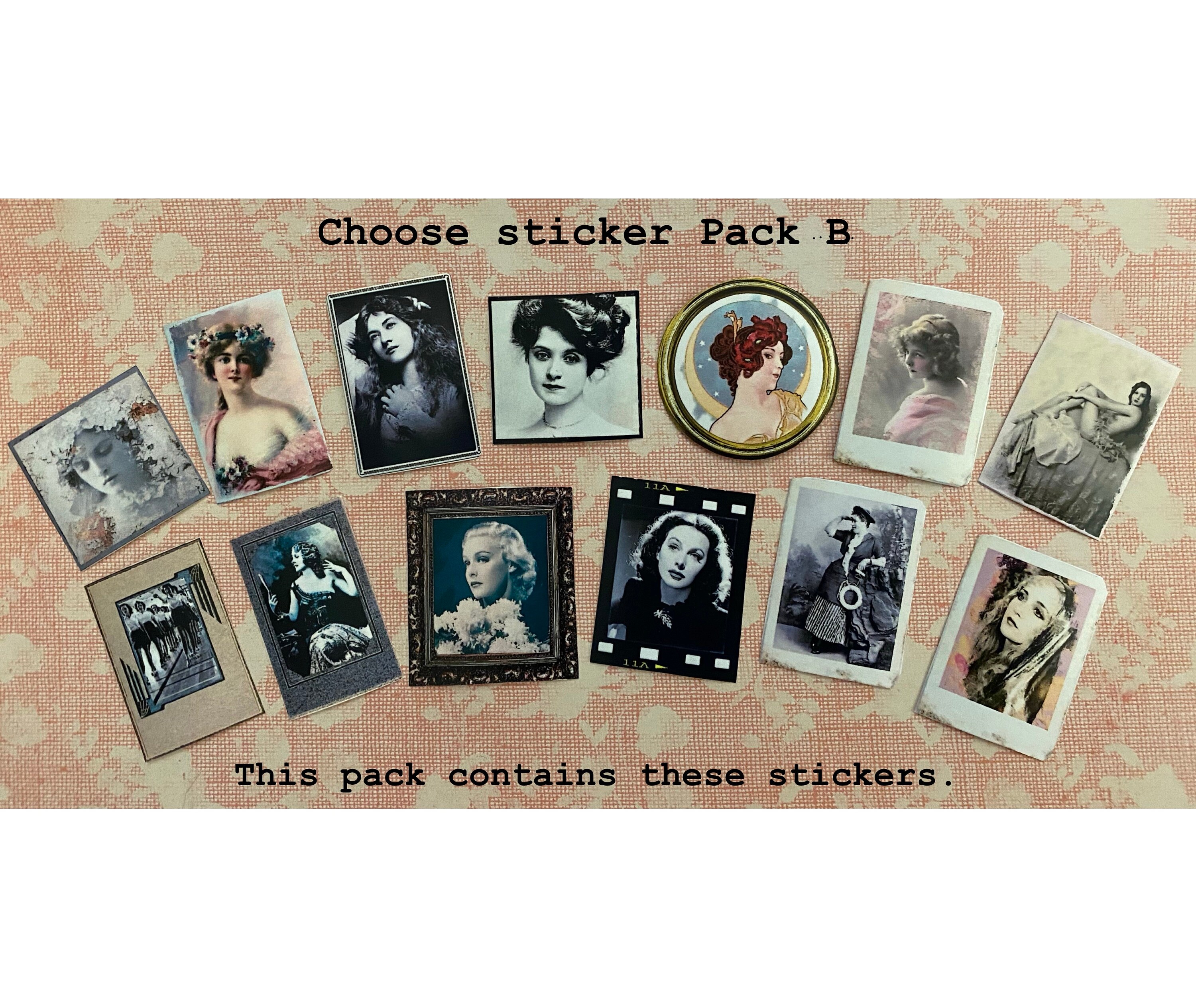 Miniature Vintage-portrait Stickers-hand Cut/ Frost Matte or Vinyl ...