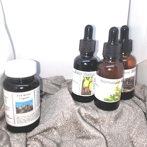 Crystal Clear Parasite Detox: Clove, Wormwood, Black Walnut Blend and Bitter Crystal.