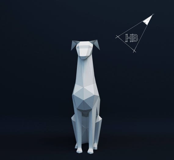 Dog Paper Dog Paper Model 3d Model Papercraft Hobby Idea Decor Animal Headdecor Paper Trophy Origami Pdf Low Poly Template