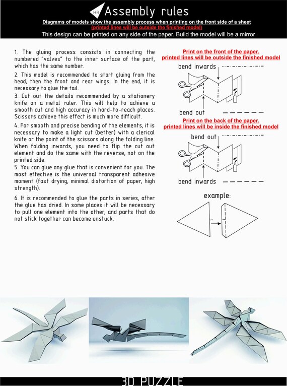 Libelle Papierlibelle 3d Modell Papercraft Diy Dekor Tierkopf Papier Trophäe Origami Pdf Pepakura Niedrige Poly Vorlage