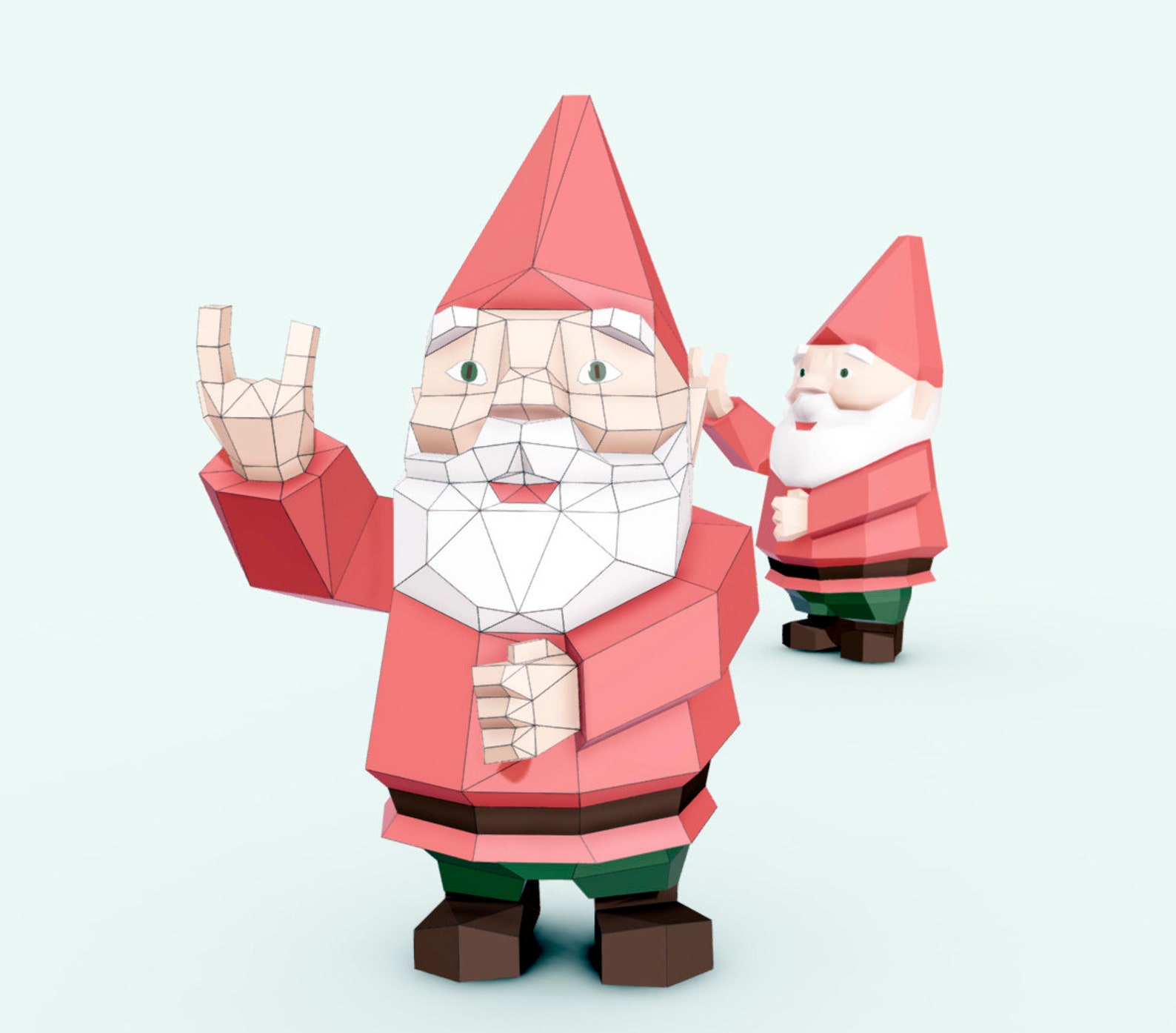 Papercraft Gnome Gnome Papercraft Lowpolylow Poly Gift Etsy