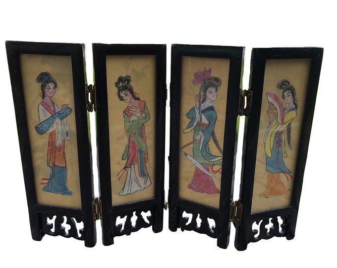 Miniature Vintage Tea Screen - 4 Panels