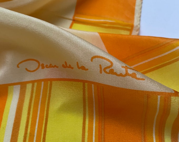 Oscar de la Renta  100% silk scarf. Buttercup yellow, orange