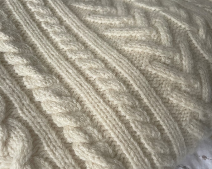 Large wool sweater - Irish fisherman/Aran style.