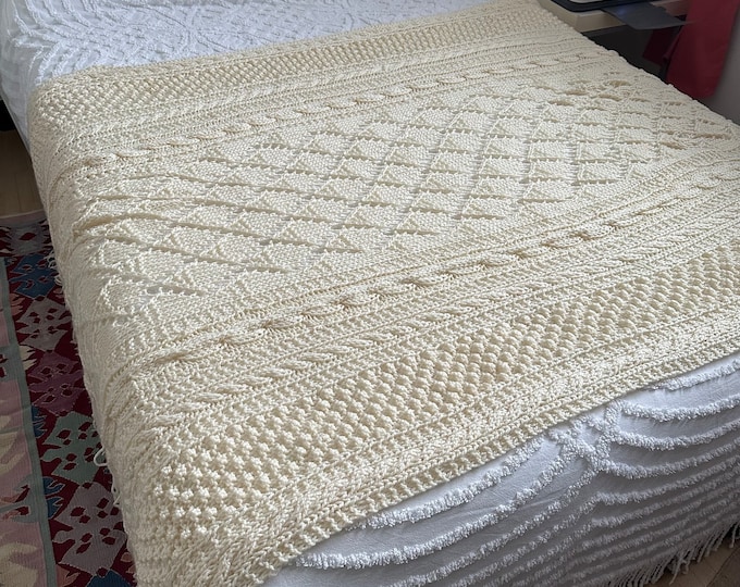 Handmade Crocheted Afghan Blanket/throw. Cream