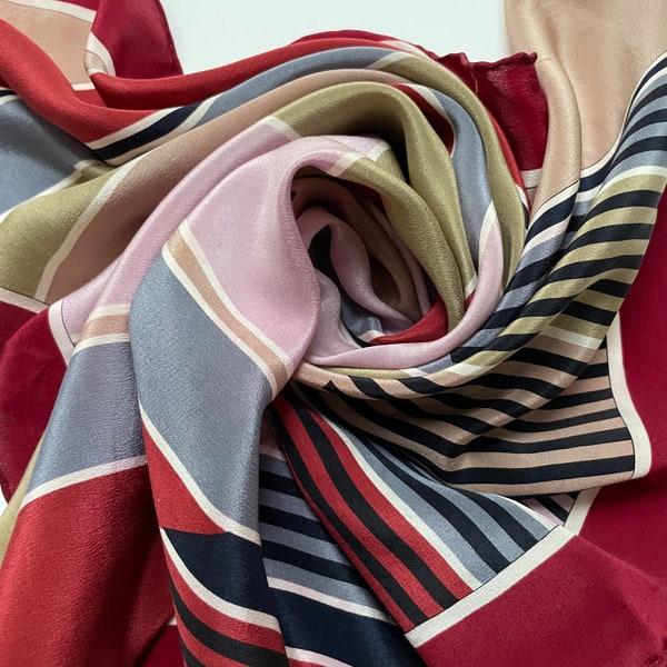 Pierre Cardin  100% silk scarf. Pinks & Burgundy