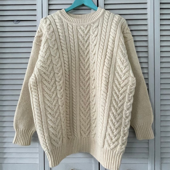 Large wool sweater - Irish fisherman/Aran style. - image 3