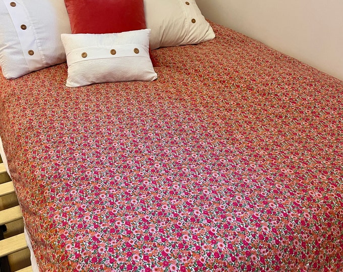 Vintage cotton zippered duvet cover - floral.