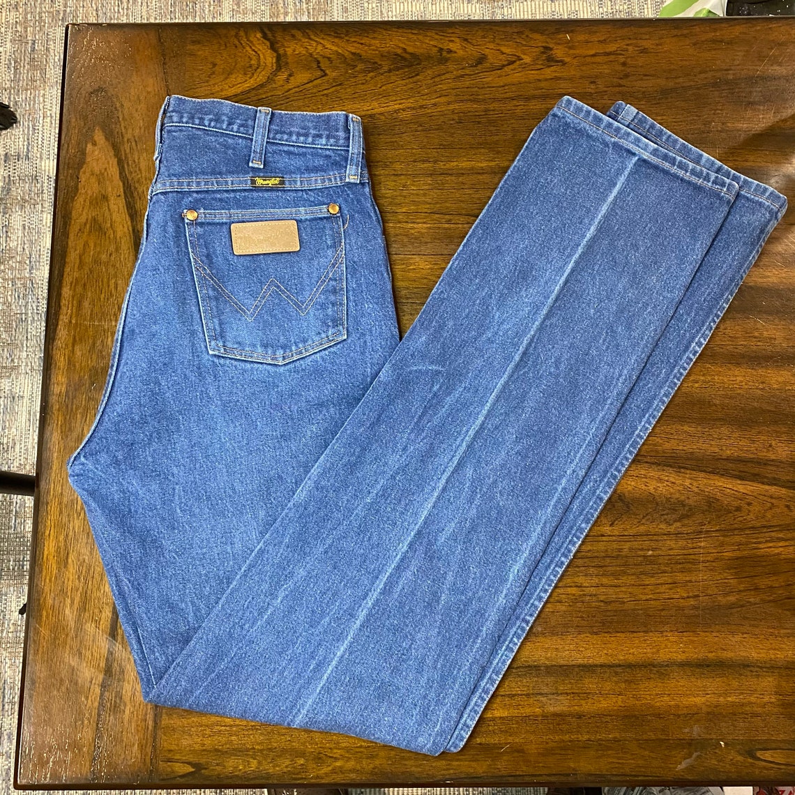Vintage Wrangler 34x38 13MWZ Blue Jeans Heavy Denim Made in | Etsy