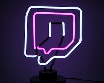 Twitch Logo Neon Light USB Version - Hand Bent Glass Neon Light - Real Neon Desk Light - No batteries Req'd. The Ultimate Gift for Twitch