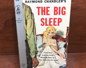 The Big Sleep by Raymond Chandler * Pocket Book 1958 * Highly Collectible 4th Printing Cover Art by Ernest Chiriacka (1913–2010)