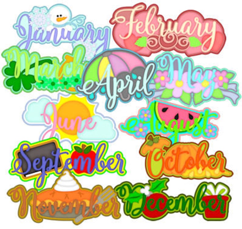 Monthly Memories Calendar Vector Graphics Digital Clipart Etsy