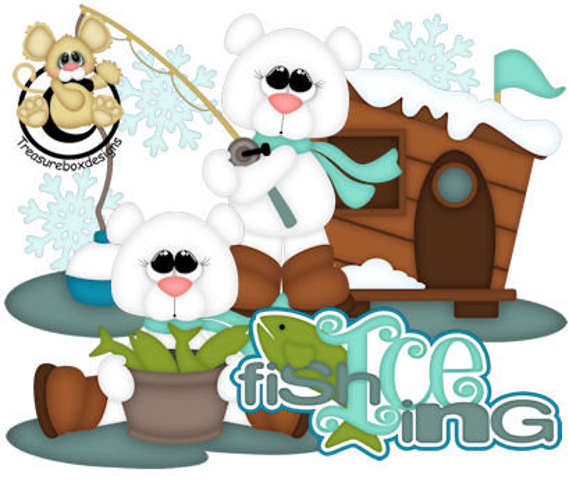Ice Fishing, Digital Clipart Images, PNG, Instant Download Etsy