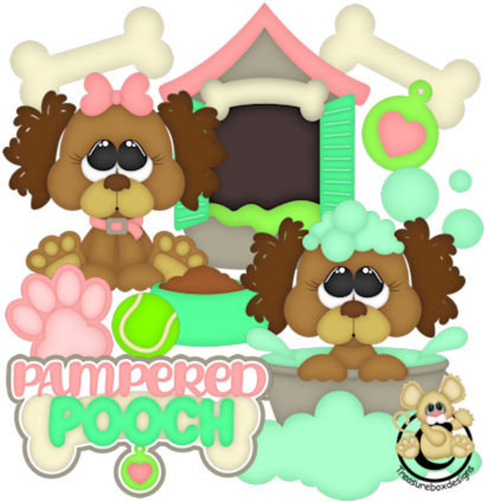 Pampered Pooch Dog Vector Graphics Digital Clipart Digital - Etsy
