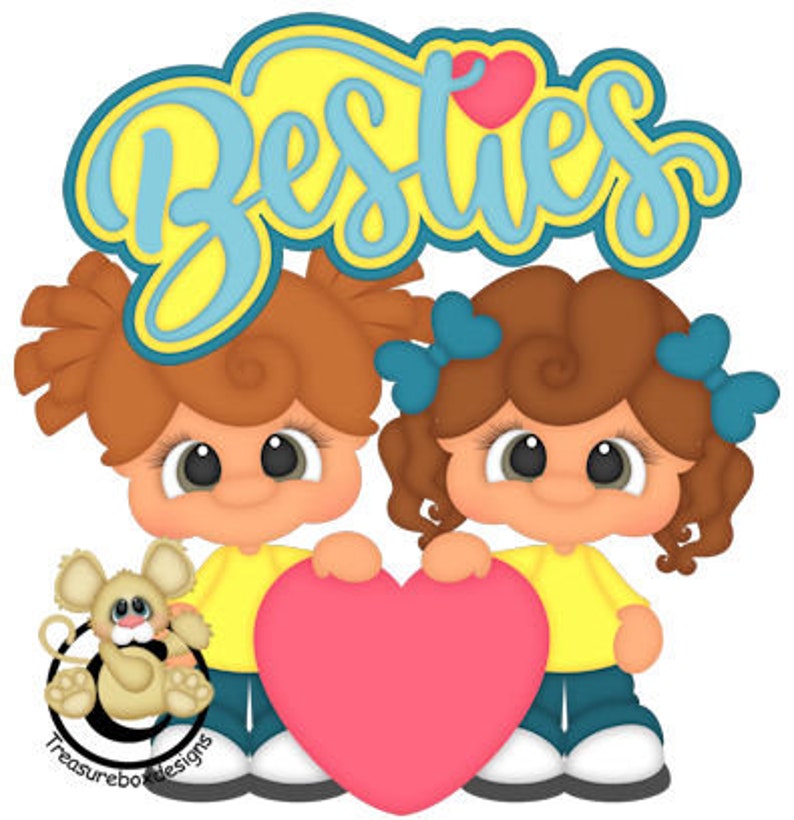 Best Friends Girls vector graphics digital clipart digital ...