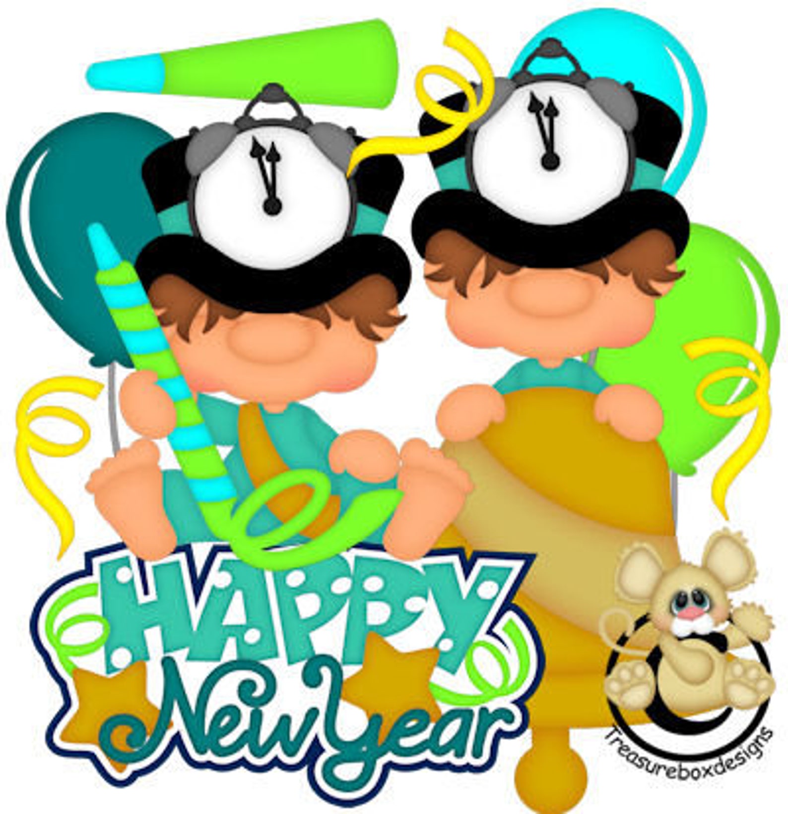 Happy New Year Vector Graphics Digital Clipart Digital - Etsy
