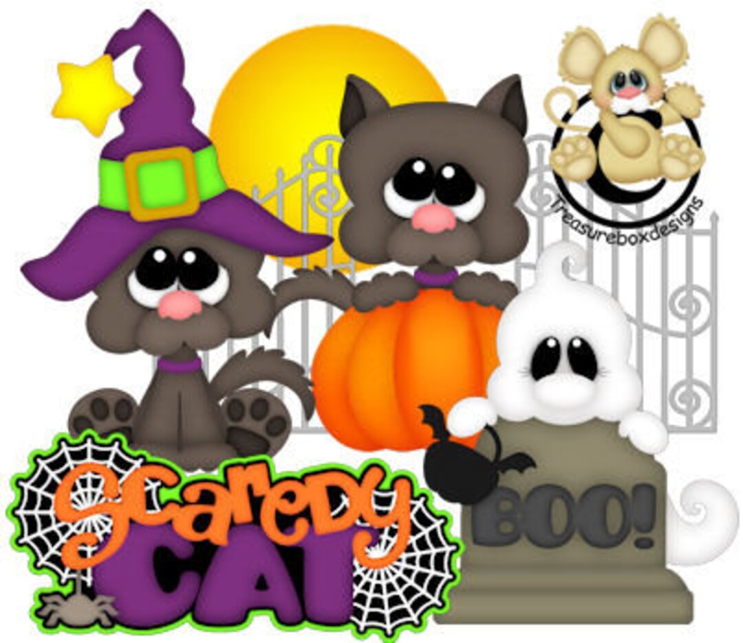 Scaredy Cats, Vector Graphics, Digital Clipart, Digital Images, Scrapbooking, Instant Download