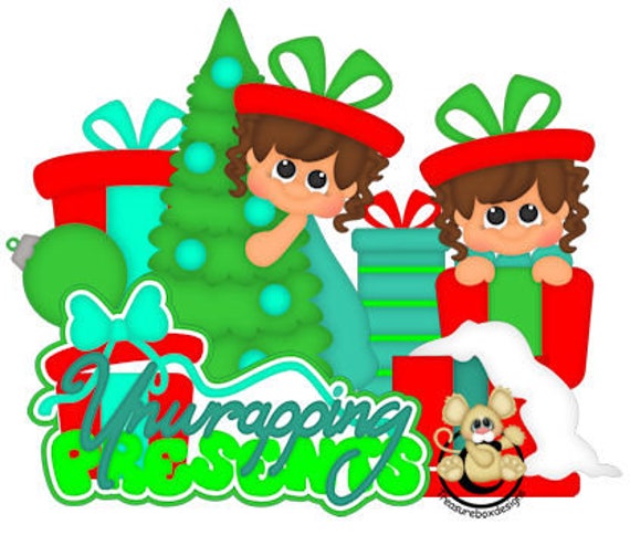 Unwrapping Presents Christmas Vector Graphics Digital Etsy