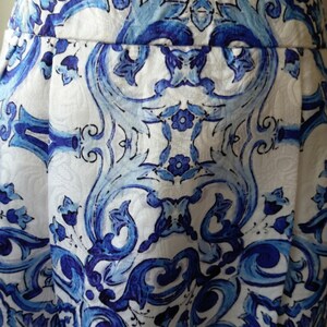 Blue porcelain and white skirt Porcelain print skirt Tulip skirt image 4