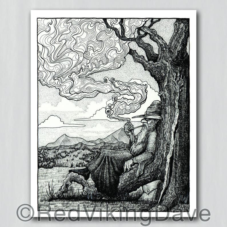 Fantasy Illustration Fine Art Giclee Print Wizard/'s Smoke Role Playing Game Concept Art.