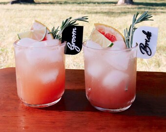 Custom Acrylic Bride and Groom Drink Tags - Lasercut Wedding Decor