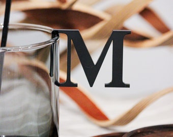 Custom Lasercut Acrylic Drink Tags - Initial Drink Markers