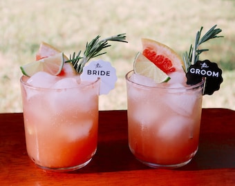 Custom Acrylic Bride and Groom Drink Tags: Wedding Decor